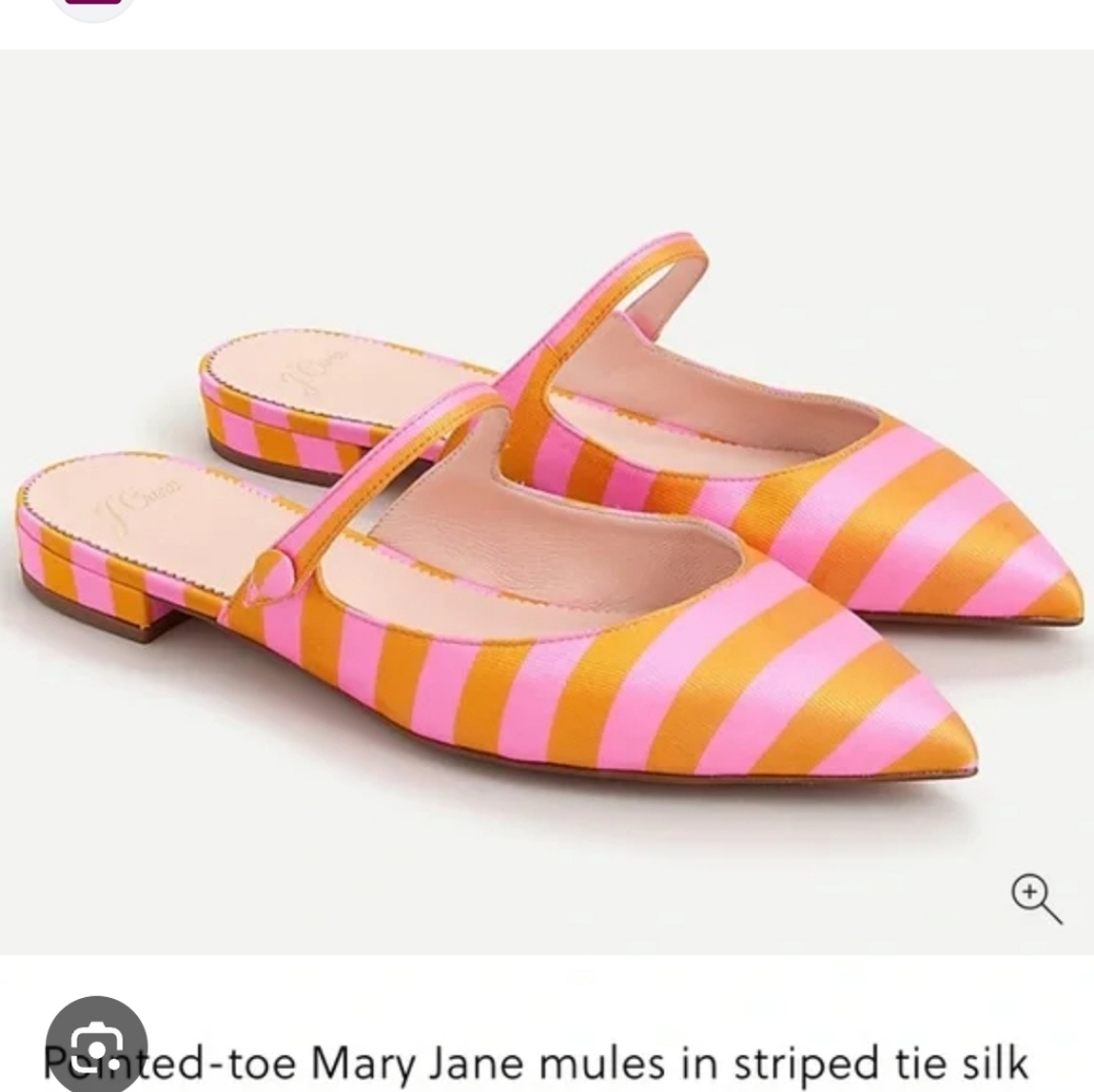 J. Crew Pink and Orange Striped Mules